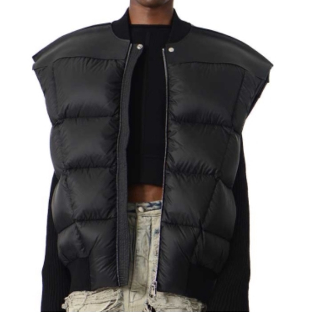 Rick Owens Jumbo Flight Leather-Trimmed Puffer Vest